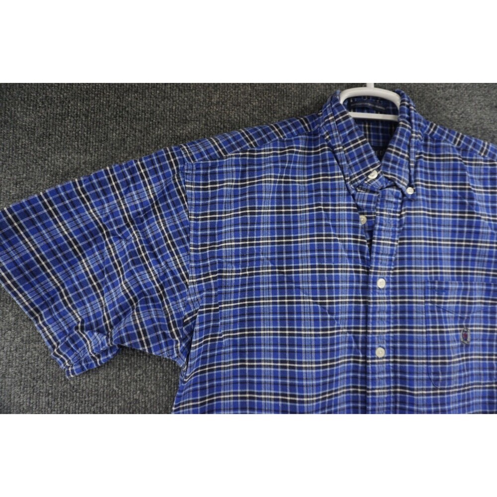 Siegfried Shirt Mens Medium Blue Plaid Button Down Short Sleeve Oxford
